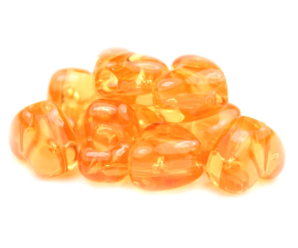 50648 オレンジ 透明 12x10mm ハート型 ポニービーズ (50個)