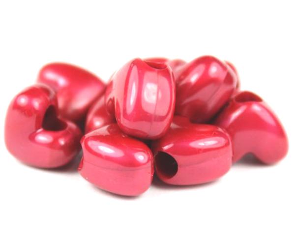 50402 レッド パール 12x10mm ハート型 ポニービーズ (50個)1枚目の画像