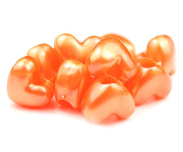 50359 オレンジ パール 12x10mm ハート型 ポニービーズ (50個)
