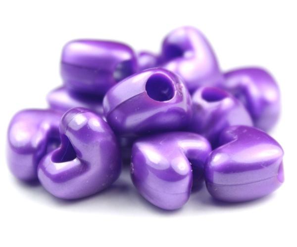 50340 ダーク パープル パール 12x10mm ハート型 ポニービーズ (50個)