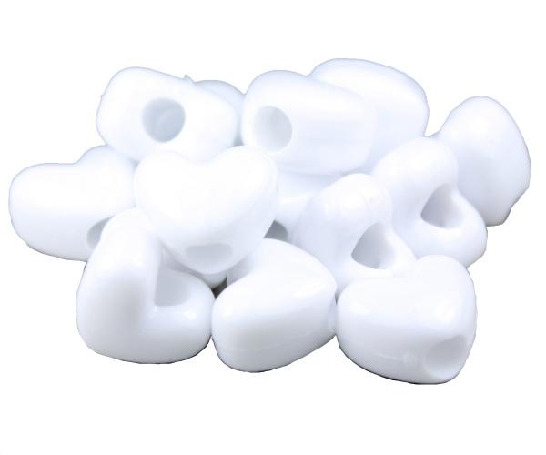 50020 ホワイト 不透明(Opaque) 12x10mm ハート型 ポニービーズ (50個)