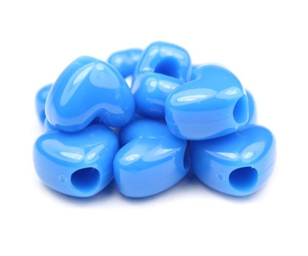 50341 トゥルー ブルー ネオン ブライト 12x10mm ハート型 ポニービーズ (50個)