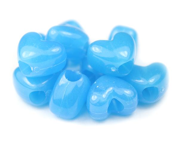 50734 ブルー 蓄光 12x10mm ハート型 ポニービーズ (50個)