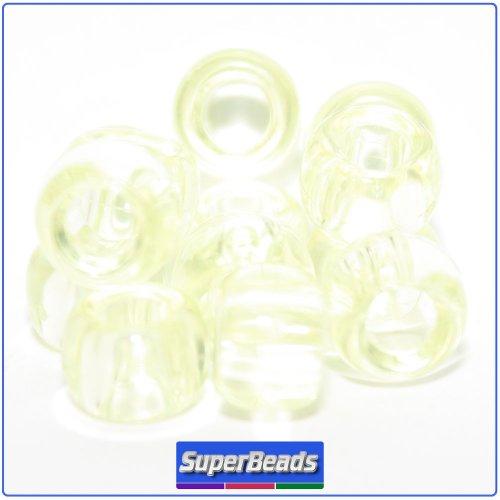 50327 パステル イエロー 透明 9x6mm(標準) バレル ポニービーズ (100個)