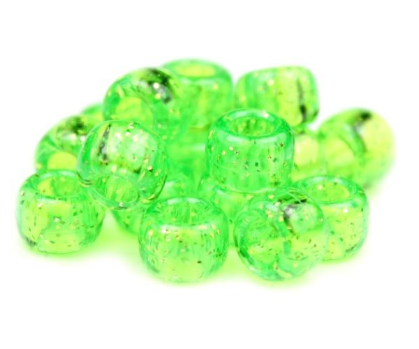 50078 ライム 閃光(Sparkle) 9x6mm(標準) バレル ポニービーズ (100個)