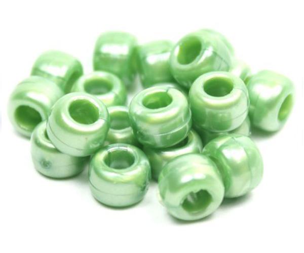 50379 シダ グリーン パール 9x6mm(標準) バレル ポニービーズ (100個)