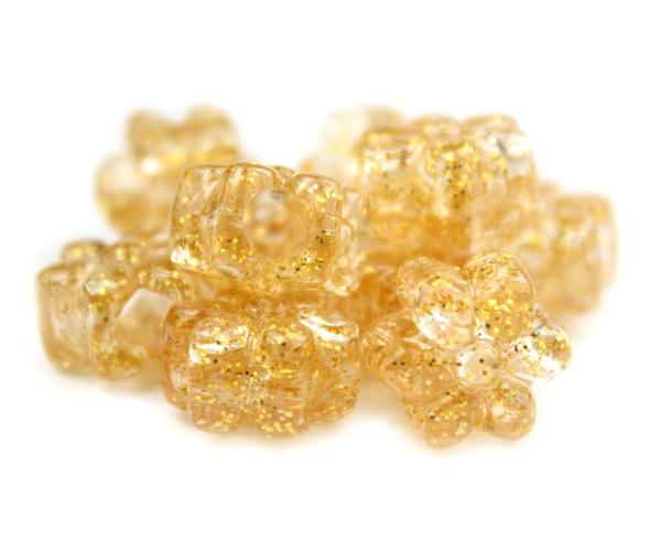 50589 ゴールド 閃光(Sparkle) 13mm フラワー ポニービーズ (50個)1枚目の画像