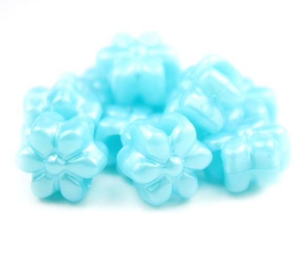 50583 ライト ブルー パール 13mm フラワー ポニービーズ (50個)