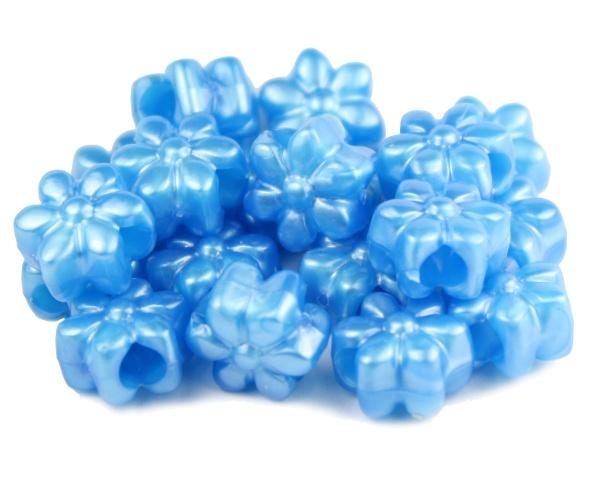 50396 ダーク ブルー パール 13mm フラワー ポニービーズ (50個)