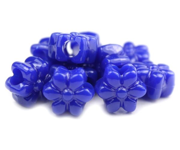 50571 ロイヤル ブルー 不透明(Opaque) 13mm フラワー ポニービーズ (50個)