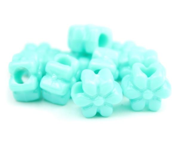 50568 ライト ターコイズ 不透明(Opaque) 13mm フラワー ポニービーズ (50個)