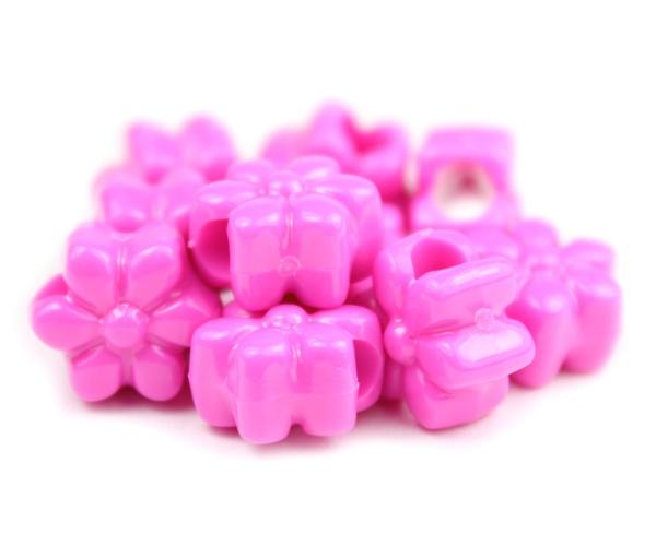 50566 ダーク ピンク 不透明(Opaque) 13mm フラワー ポニービーズ (50個)