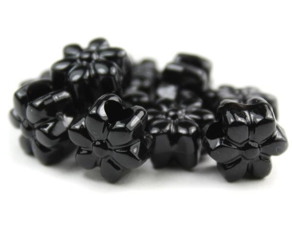 50561 ブラック 不透明(Opaque) 13mm フラワー ポニービーズ (50個)1枚目の画像