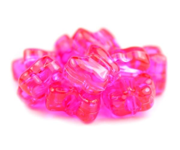 50603 ホット ピンク 透明 13x10mm バタフライ ポニービーズ (50個)1枚目の画像