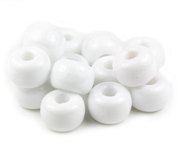 52002 ホワイト 不透明(Opaque) 11x8mm ラージ バレル ポニービーズ (50個)
