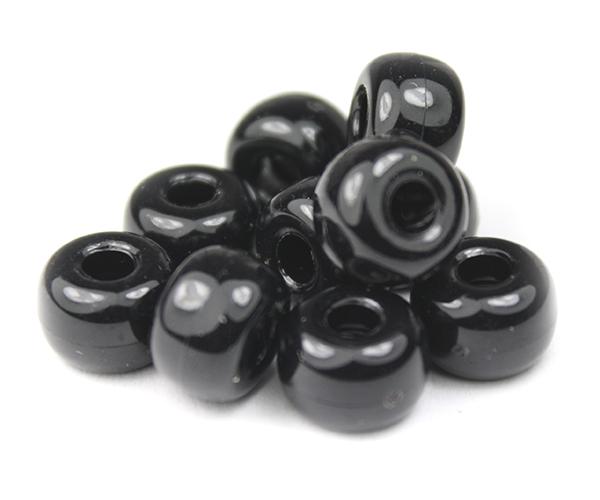 52012 ブラック 不透明(Opaque) 11x8mm ラージ バレル ポニービーズ (50個)
