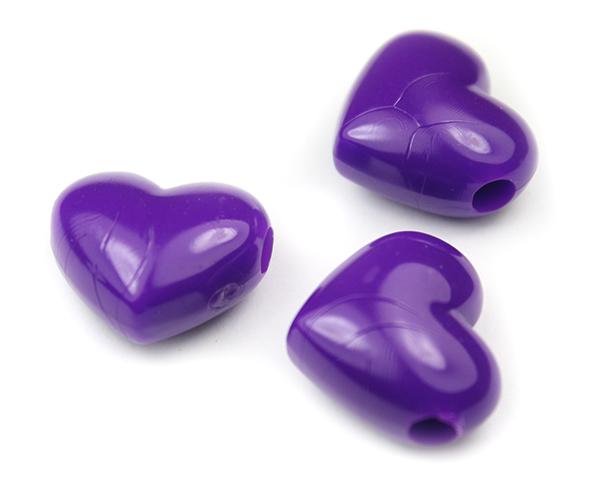 57066 プラム ネオン ブライト 20mm ハート型 ポニービーズ (10個)1枚目の画像