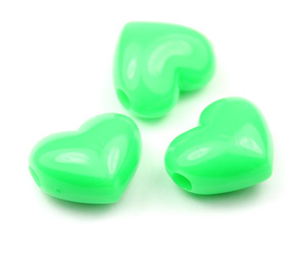 57065 バッタ ネオン ブライト 20mm ハート型 ポニービーズ (10個)1枚目の画像