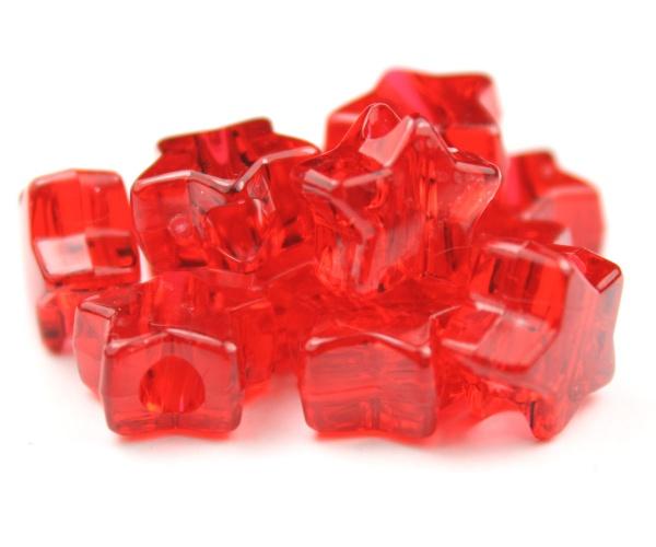 54006 ルビー 透明 13mm スター ポニービーズ (50個)