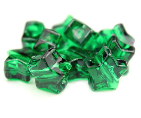50667 エメラルド 透明 13mm スター ポニービーズ (50個)1枚目の画像