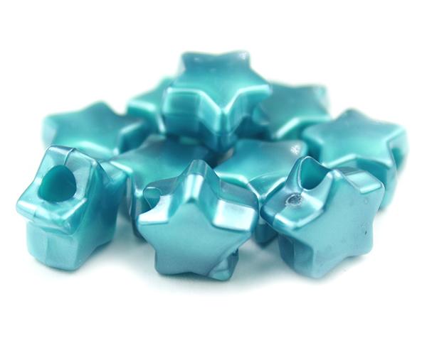 50718 ティール パール 13mm スター ポニービーズ (50個)