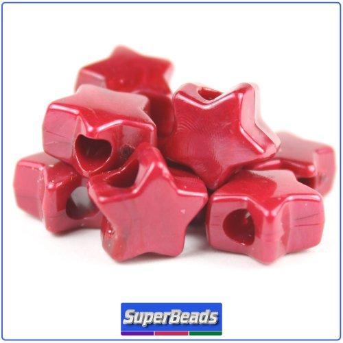 50410 レッド パール 13mm スター ポニービーズ (50個)