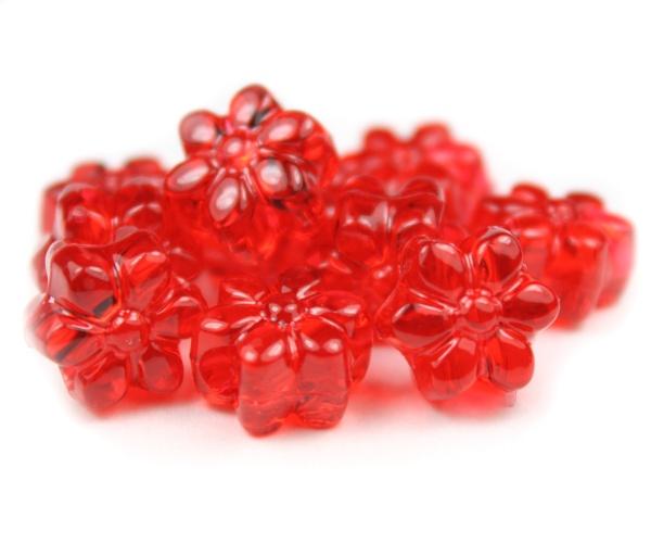 50558 ルビー 透明 13mm フラワー ポニービーズ (50個)