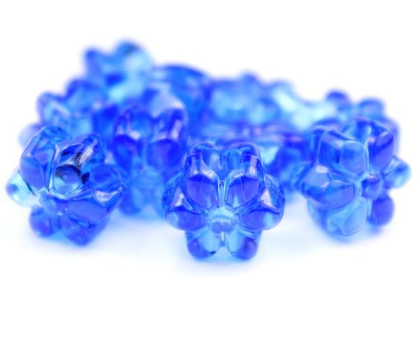 50559 ダーク サファイア 透明 13mm フラワー ポニービーズ (50個)