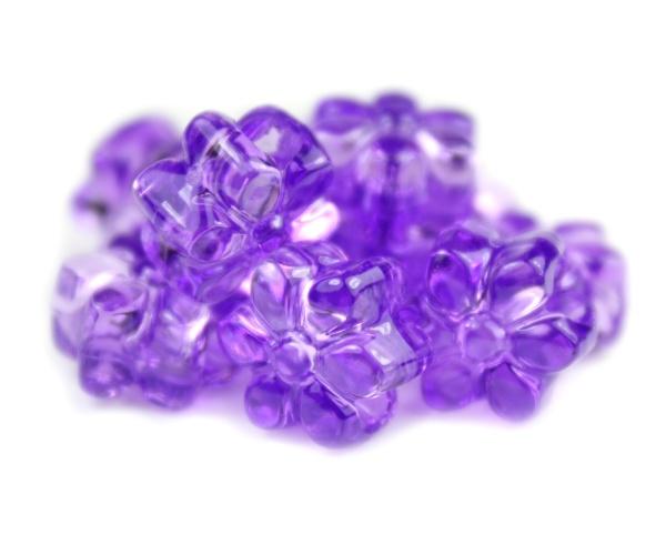 50188 アメジスト 透明 13mm フラワー ポニービーズ (50個)1枚目の画像