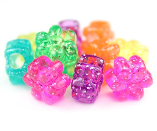 50595 ゼリー ミックス 閃光(Sparkle) 13mm フラワー ポニービーズ (50個)1枚目の画像