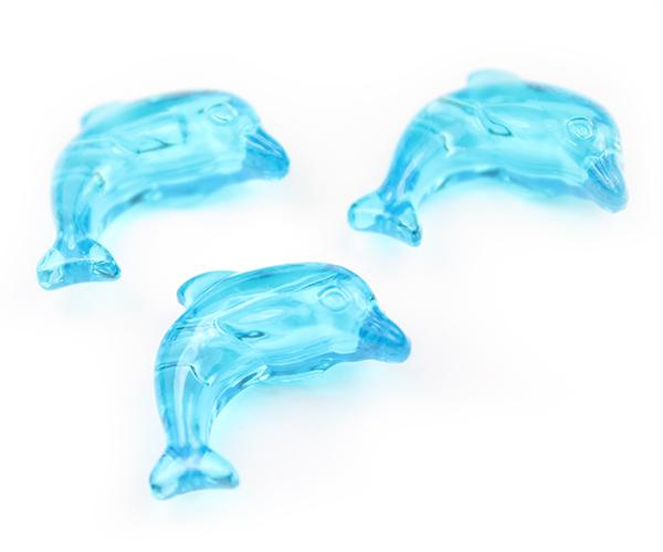 57101 ターコイズ 透明 25mm ドルフィン ポニービーズ (10個)1枚目の画像