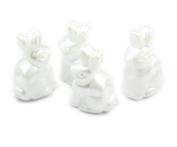 57046 ホワイト パール 25mm ウサギ ポニービーズ (10個)1枚目の画像