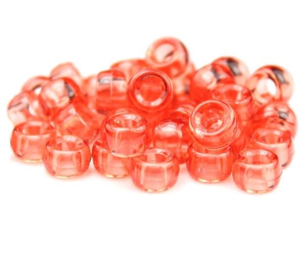 50469 ダーク コーラル 透明 6.5x4mm ミニ バレル ポニービーズ (125個)