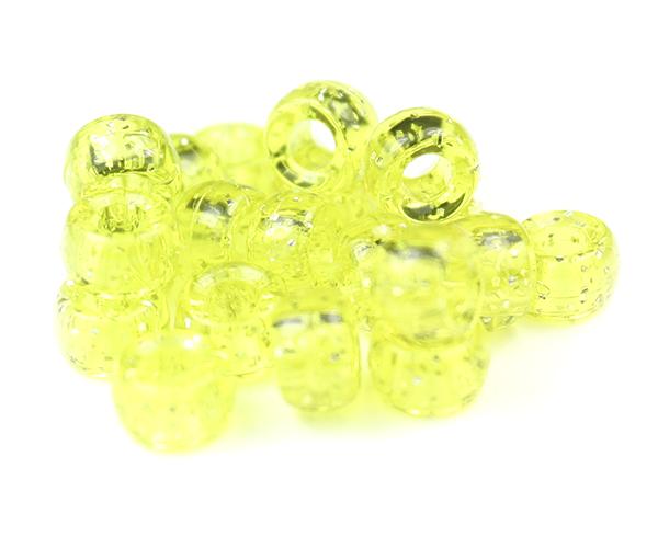 51005 イエロー 閃光(Sparkle) 6.5x4mm ミニ バレル ポニービーズ (200個)