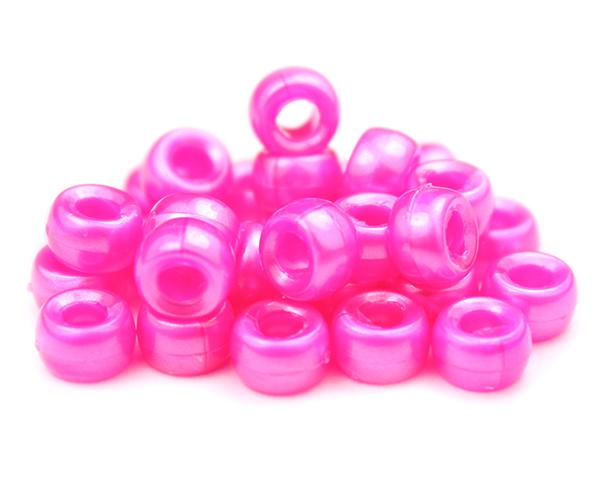 51028 ホット ピンク パール 6.5x4mm ミニ バレル ポニービーズ (200個)