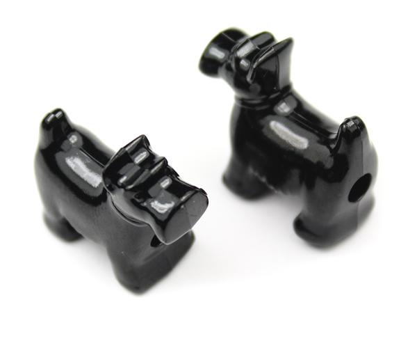 57190 ブラック 不透明(Opaque) 25mm スコッティ ドッグ ポニービーズ (10個)1枚目の画像