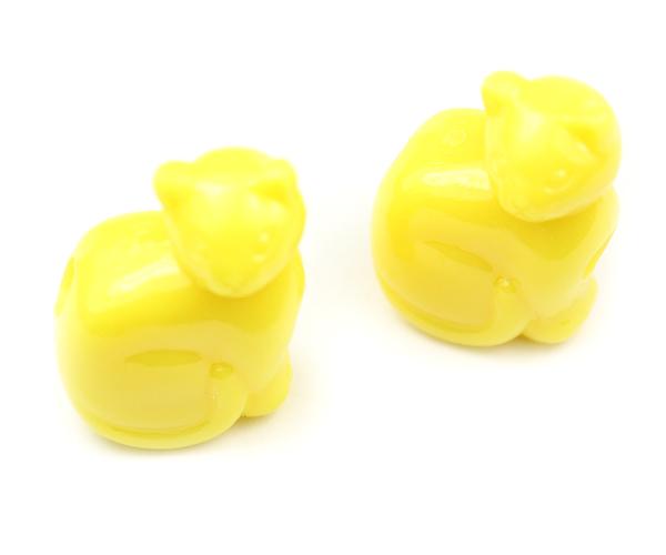 57232 イエロー 不透明(Opaque) 25mm ネコ ポニービーズ (10個)1枚目の画像