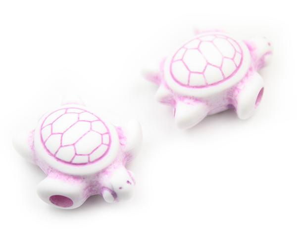 57147 ホワイト/パープル 不透明(Opaque) 25mm ウミガメ ポニービーズ (10個)