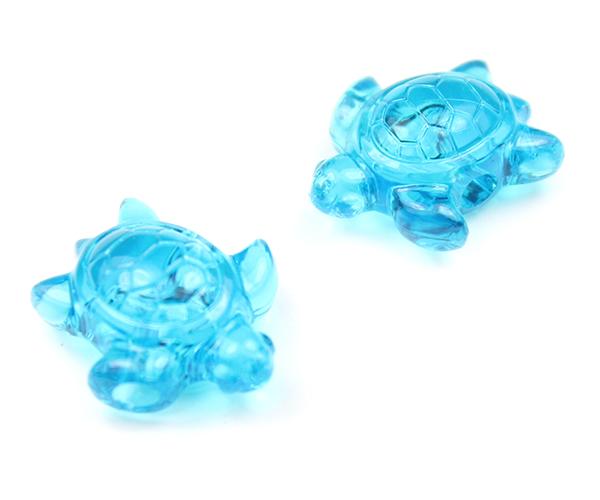 57103 ターコイズ 透明 25mm ウミガメ ポニービーズ (10個)1枚目の画像