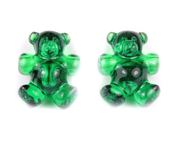 57172 エメラルド 透明 25mm テディベア ポニービーズ (10個)1枚目の画像