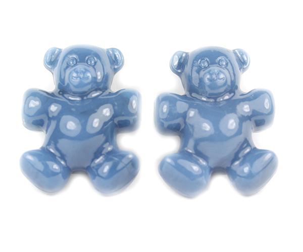 57389 デニム ブルー マーブル 25mm テディベア ポニービーズ (10個)1枚目の画像