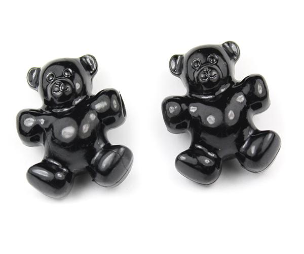 57192 ブラック 不透明(Opaque) 25mm テディベア ポニービーズ (10個)1枚目の画像