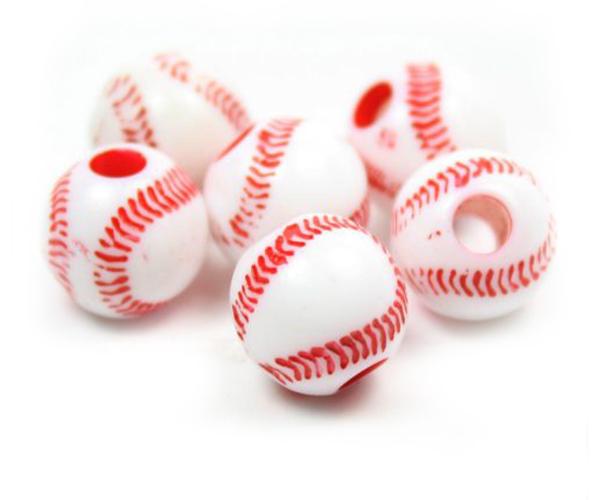 50033 レッド & ホワイト 不透明(Opaque) 12mm 野球ボール (12個) | 1枚目