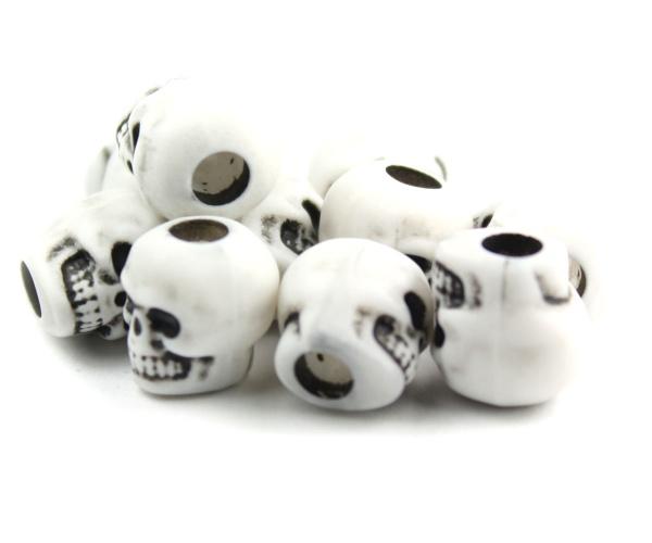50451 ホワイト アンティーク 13mm スカル ポニービーズ (25個)1枚目の画像
