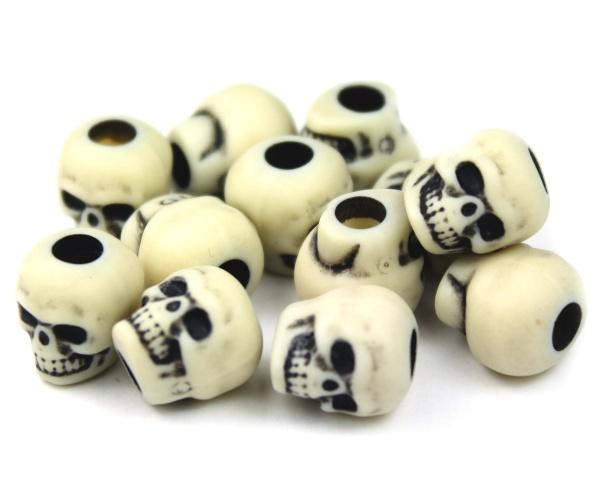 50493 アイボリー アンティーク 13mm スカル ポニービーズ (25個)1枚目の画像