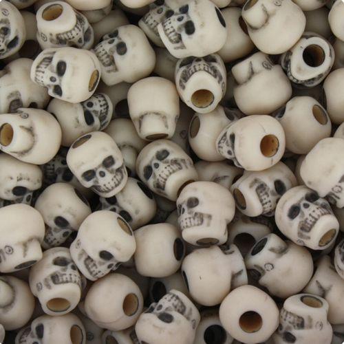 57257 ダークアイボリー アンティーク 13mm スカル ポニービーズ (25個)1枚目の画像