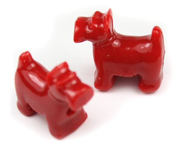 57217 レッド 不透明(Opaque) 25mm スコッティ ドッグ ポニービーズ (10個)1枚目の画像