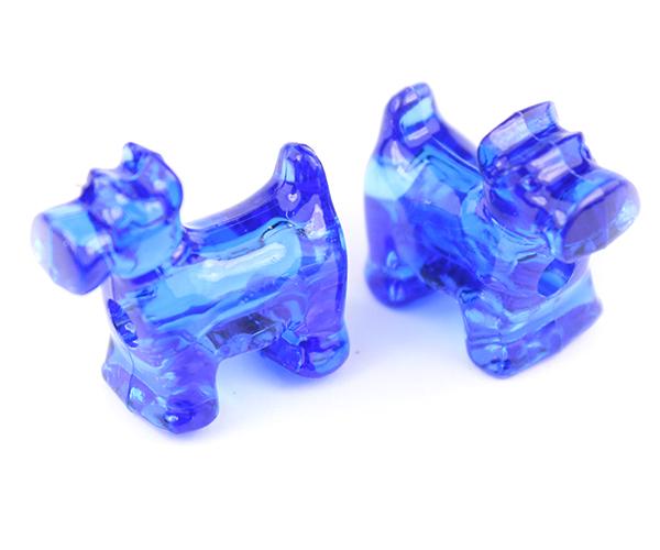57182 ダーク サファイア 透明 25mm スコッティ ドッグ ポニービーズ (10個)