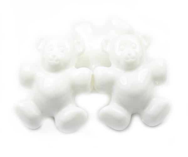 57231 ホワイト 不透明(Opaque) 25mm テディベア ポニービーズ (10個)1枚目の画像