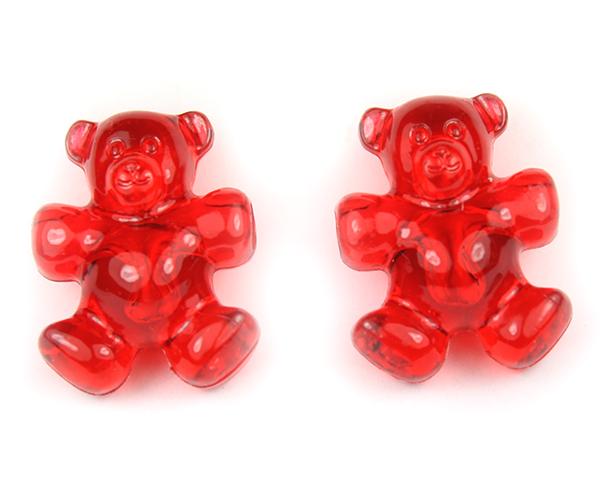 57180 ルビー 透明 25mm テディベア ポニービーズ (10個)1枚目の画像